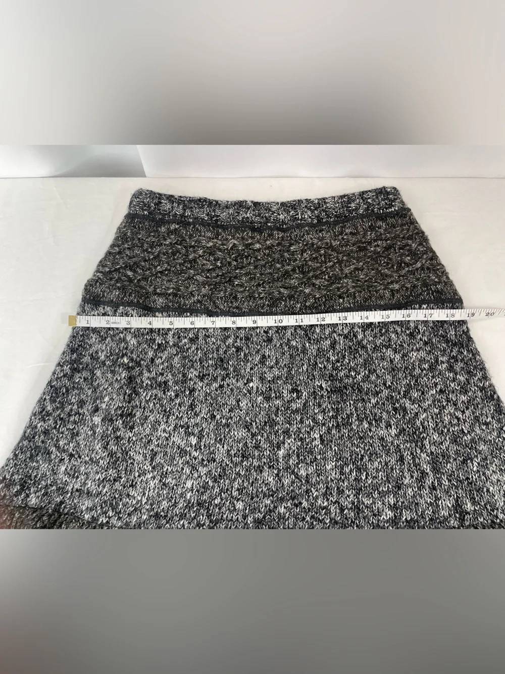 PrAna Knit Sweater Skirt Gray Marled Knit Wool Mohair Blend Flare Hem Boho  M